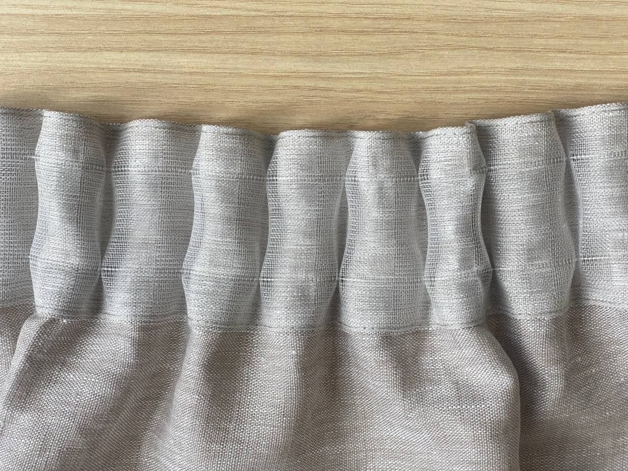 Linen Curtain Panel - Heading with Tape for Ceiling Track - Blackout lining - Back side