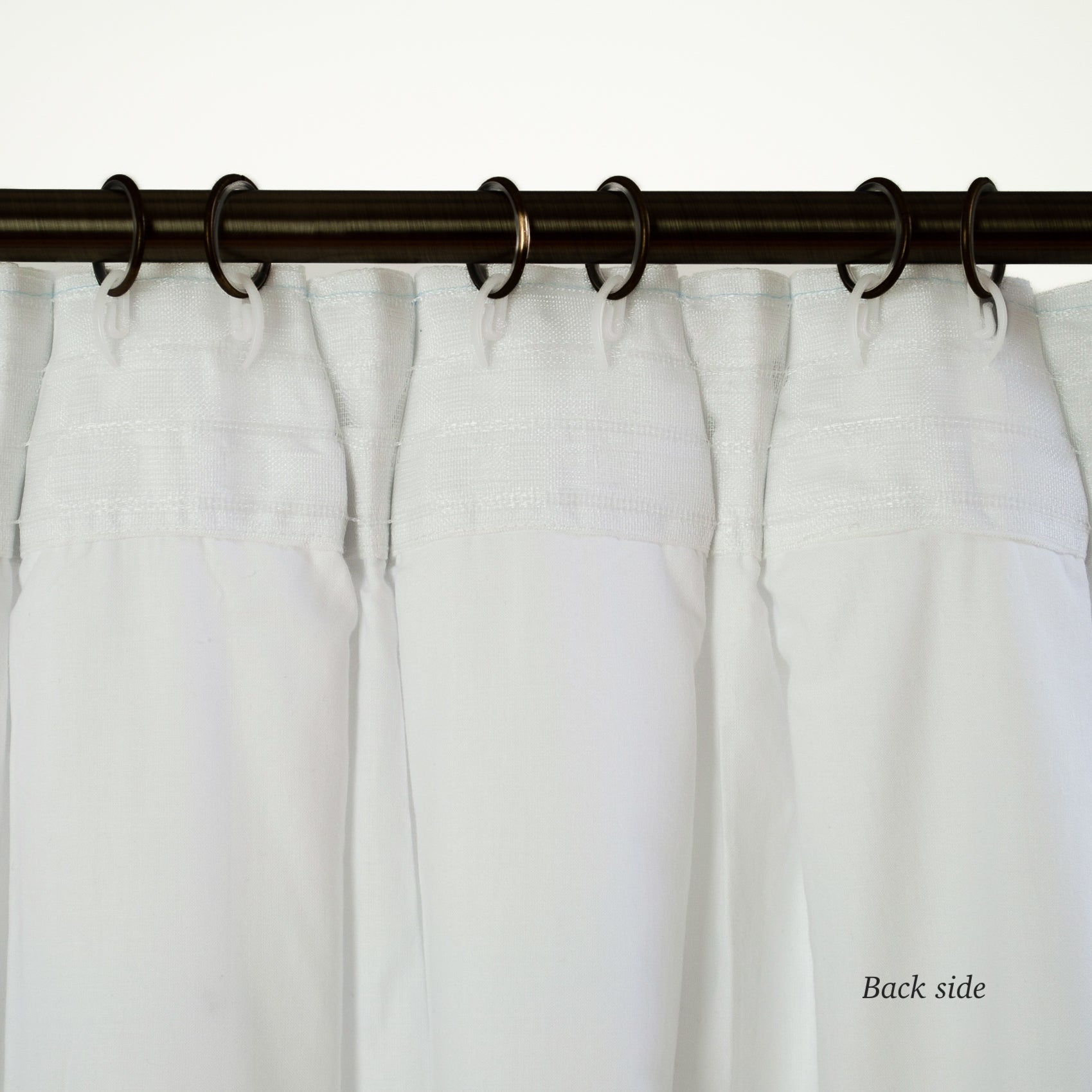 Dutch Pleat Linen Curtain Panel with Blackout Lining - Back Side