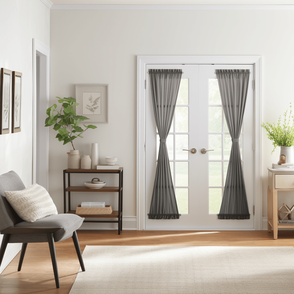 Dim Grey Linen French Door Curtain Panel – Optional Blackout, Thermal or Cotton Lining – Made to Measure