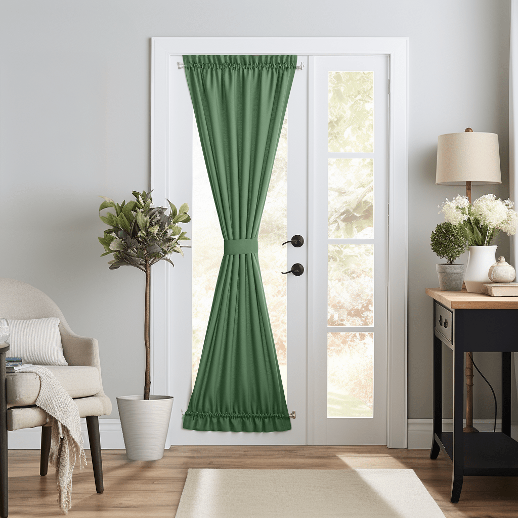 Forest Green Linen French Door Curtain