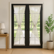 Natural Sheer Linen French Door Curtain Panel