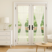 Off-White Sheer Linen French Door Curtain Panel