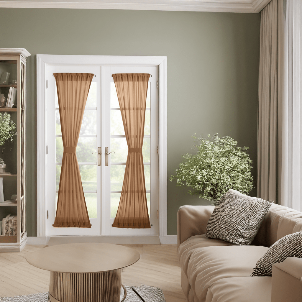 Tawny Brown Linen French Door Curtain