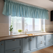 Aquamarine Blue Linen Valance - Cotton Lining