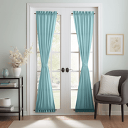Aquamarine Blue Linen French Door Curtain 