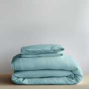 Aquamarine Blue Washed Linen Duvet Cover Set