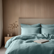 Aquamarine Blue Washed Linen Duvet Cover Set
