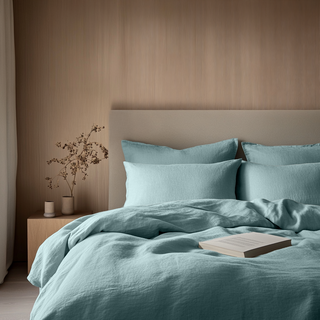 Aquamarine Blue Washed Linen Duvet Cover Set