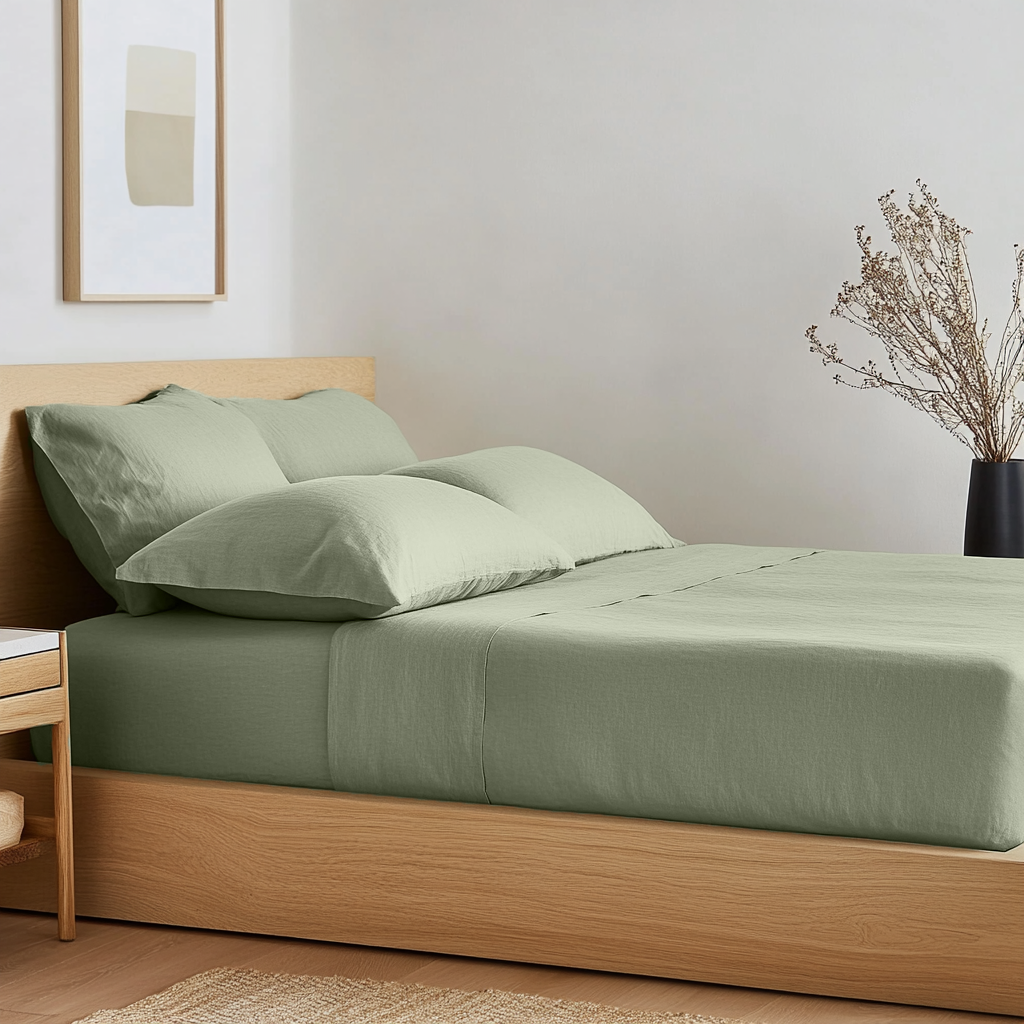 Asparagus Green Linen Extra & Ultra Deep Fitted Sheet