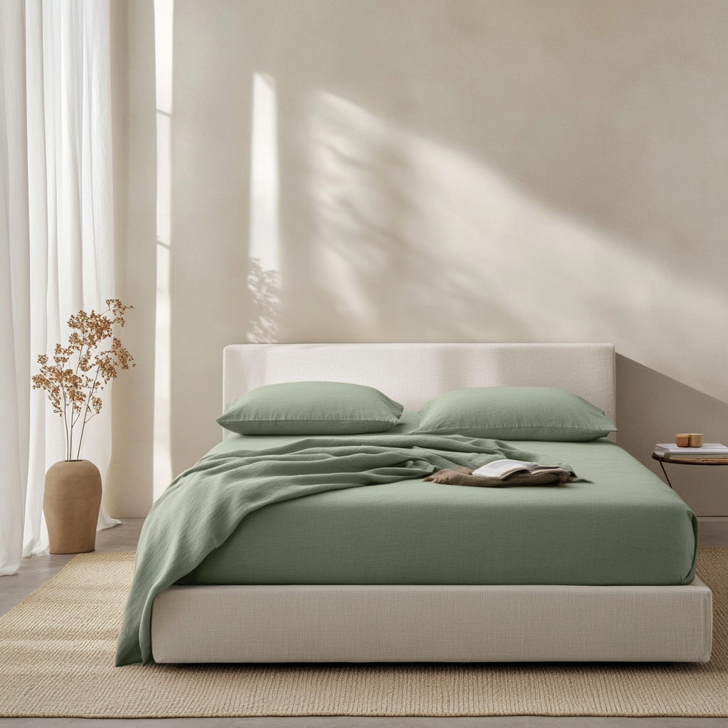 Asparagus Green Linen Extra & Ultra Deep Fitted Sheet