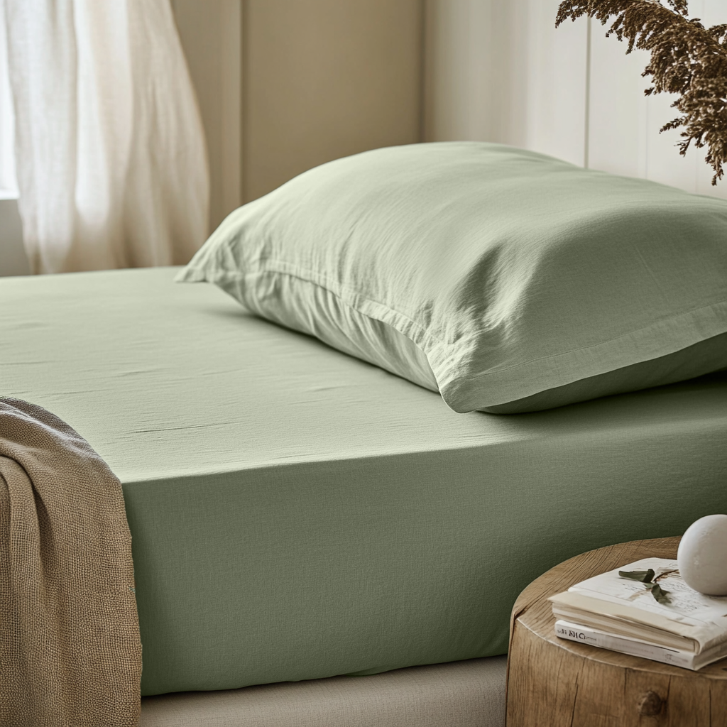 Asparagus Green Linen Extra & Ultra Deep Fitted Sheet