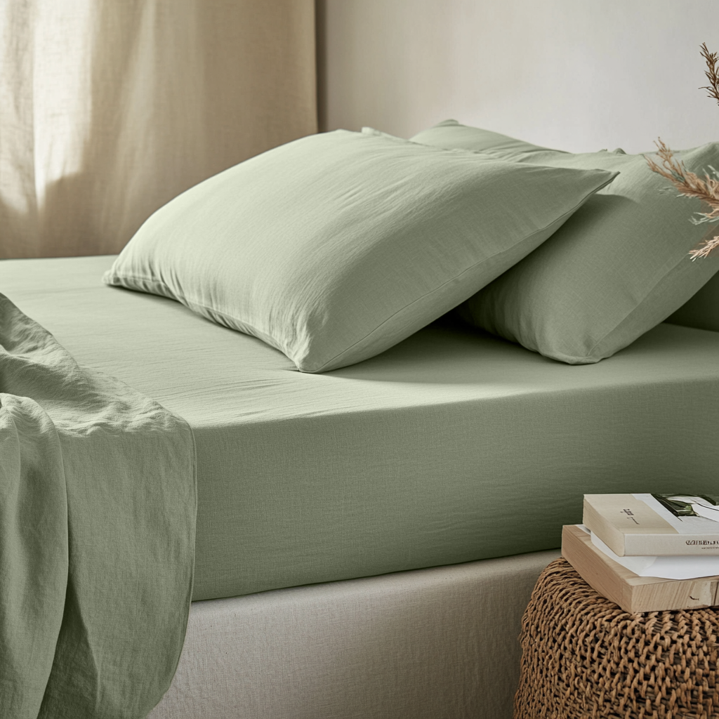 Asparagus Green Linen Extra & Ultra Deep Fitted Sheet