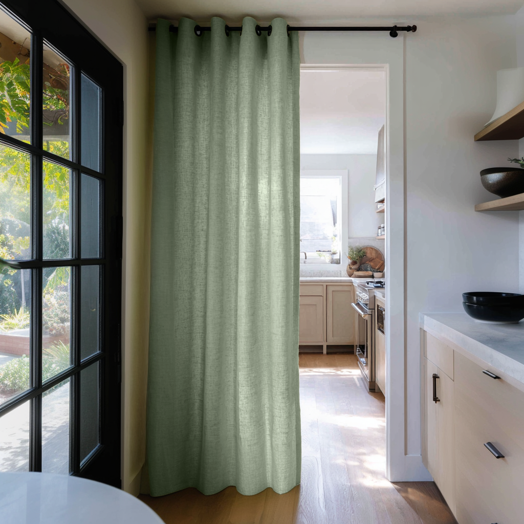 Asparagus Linen Doorway Curtain with Eyelets