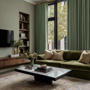 Asparagus Linen Soundproof Curtains with Multitape