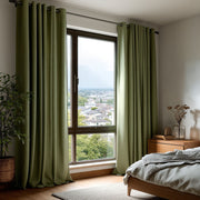 Asparagus Green Linen Thermal Eyelet Curtains