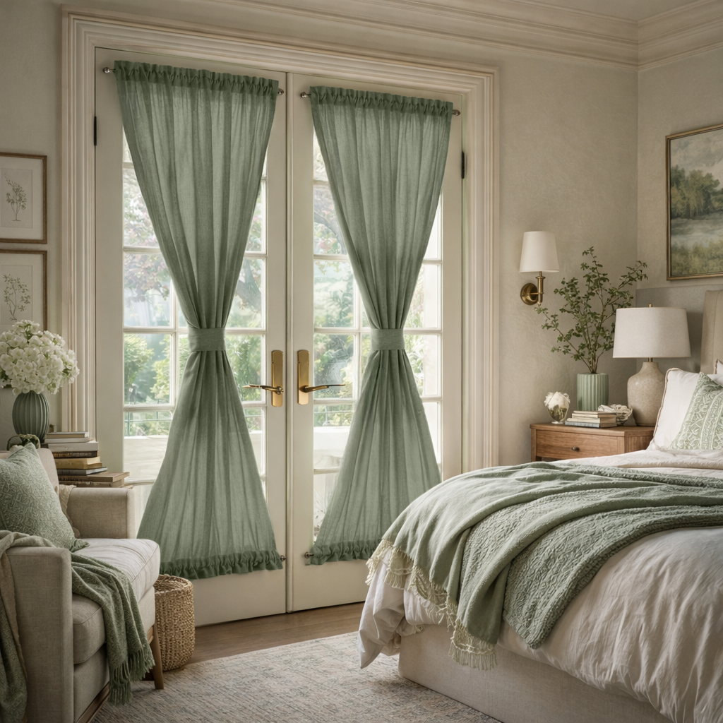 Asparagus Linen French Door Curtains