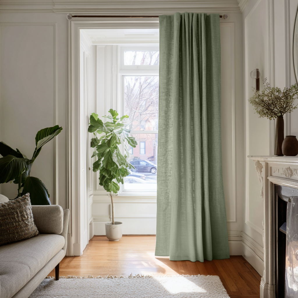 Asparagus Linen Doorway Curtain with Multitape