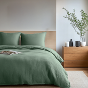 Asparagus Green Washed Linen Duvet Cover Set