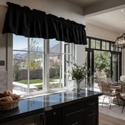 Black Linen Kitchen Valance - Blackout Lining