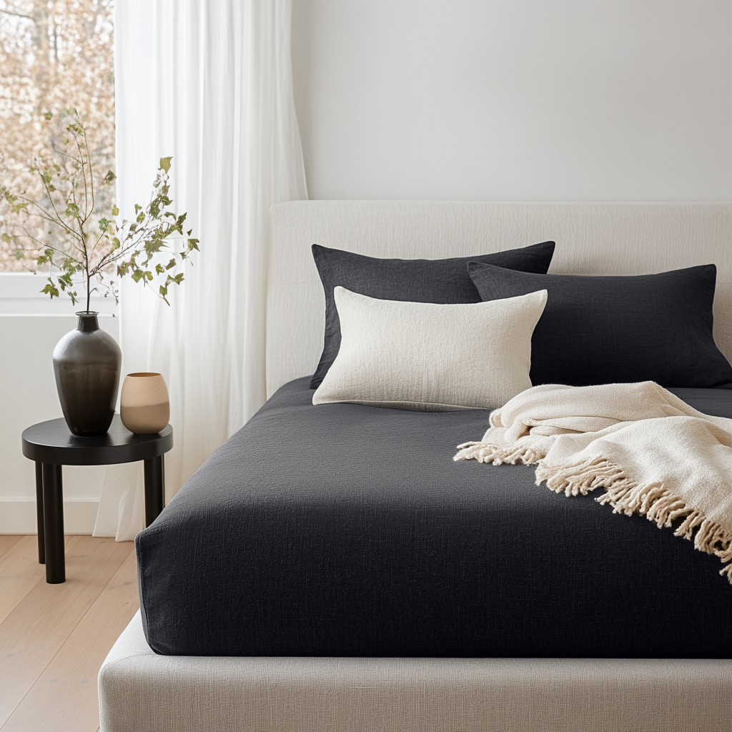 Black Linen Extra & Ultra Deep Fitted Sheet