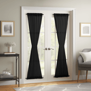 Black Linen French Door Curtain 