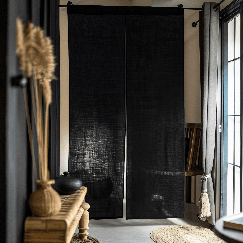 Black Linen Noren Curtain