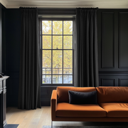 Black Linen Pencil Pleat Curtains - Cotton Lining