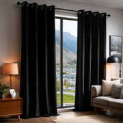Black Linen Thermal Eyelet Curtains