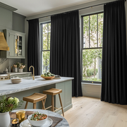 Black Linen Thermal Pencil Pleat Curtains
