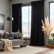 Black Velvet Back Tab Curtain