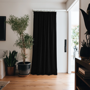Black Pencil Pleat Velvet Thermal Insulated Door Curtain