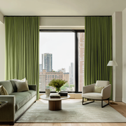 Moss Green Velvet Blackout S-Fold Curtain