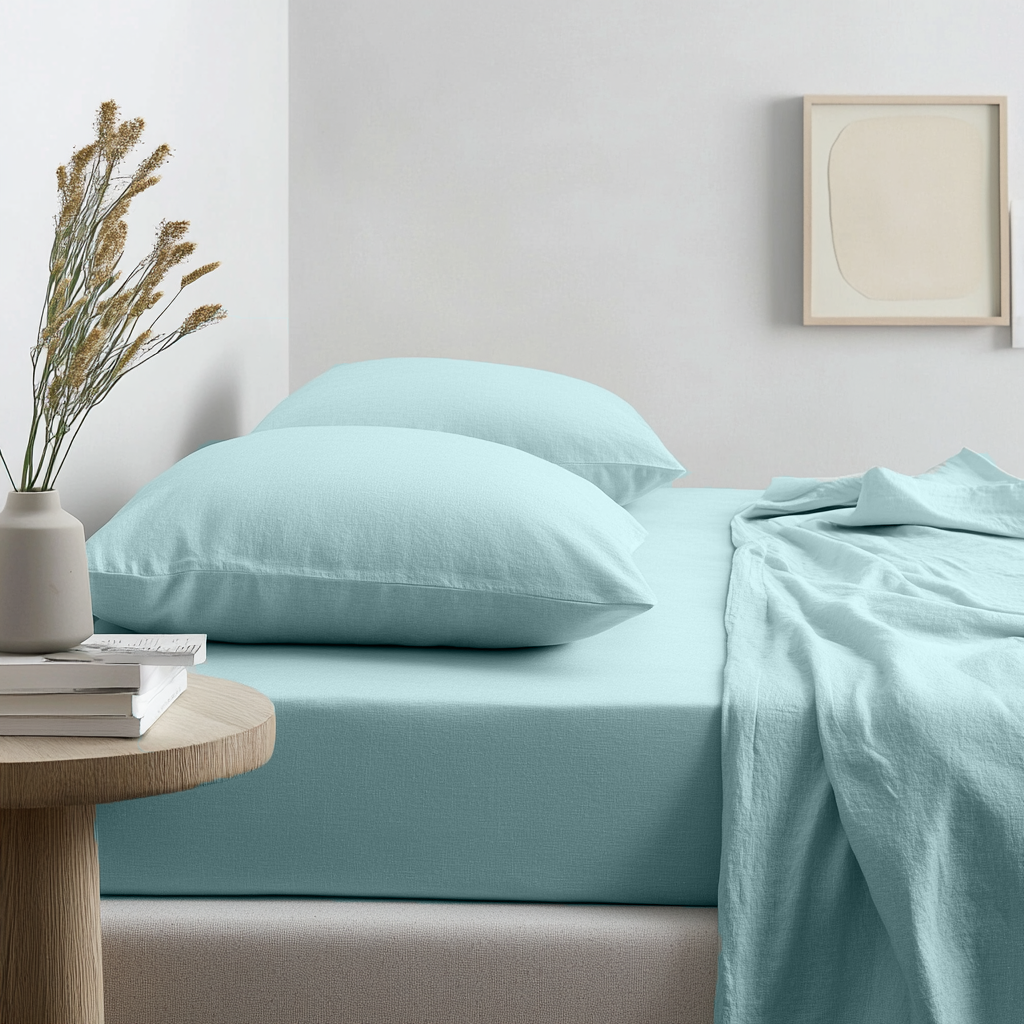 Aquamarine Blue Linen Extra & Ultra Deep Fitted Sheet