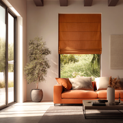 Burnt Orange Linen Roman Blinds - Blackout Lining
