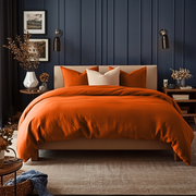 Burnt Orange Linen Duvet Cover
