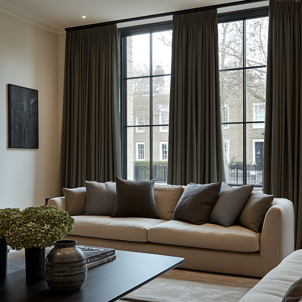 Charcoal Dark Grey Pencil Pleat Blackout Curtains