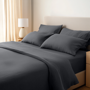 Charcoal Dark Grey Linen Extra & Ultra Deep Fitted Sheet
