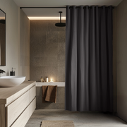 Charcoal Grey Hookless Linen Shower Curtain