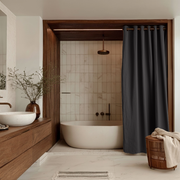 Charcoal Grey Hookless Linen Shower Curtain