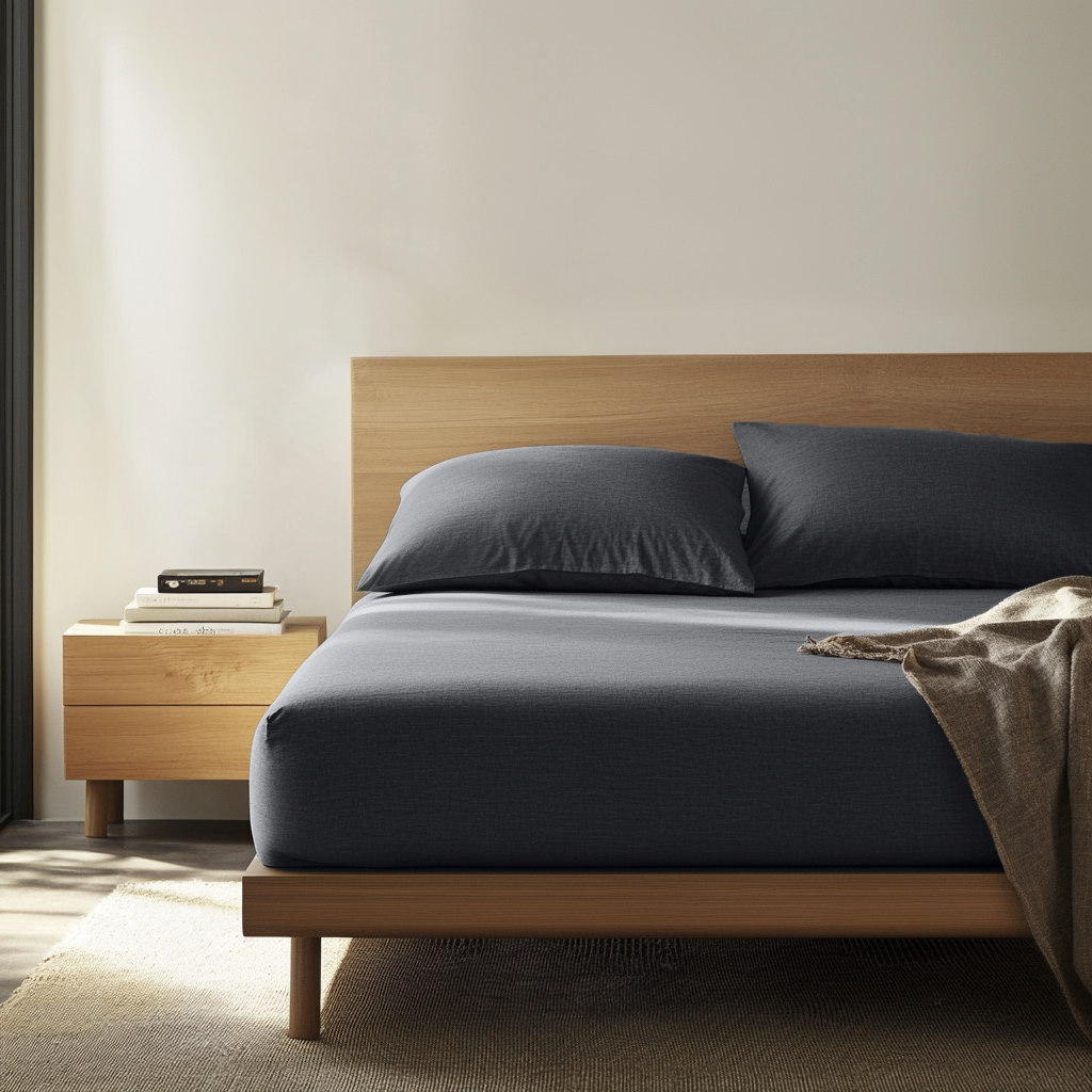 Charcoal Dark Grey Linen Extra & Ultra Deep Fitted Sheet