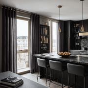 Charcoal Grey Linen Eyelet Curtains for Kitchen