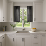 Charcoal Grey Linen Cafe Curtains