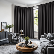 Charcoal Grey Linen Thermal Pencil Pleat Curtains