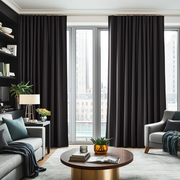 Charcoal Grey Linen Thermal S-Fold Curtains