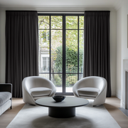 Charcoal Linen Pencil Pleat Blackout Curtains