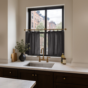 Charcoal Grey Linen Cafe Curtains
