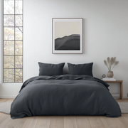 Charcoal Grey Washed Linen Duvet Cover Set