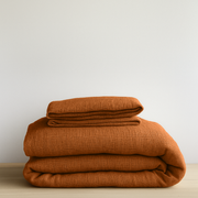Clay Washed Heavy Weight Linen Duvet Cover Set