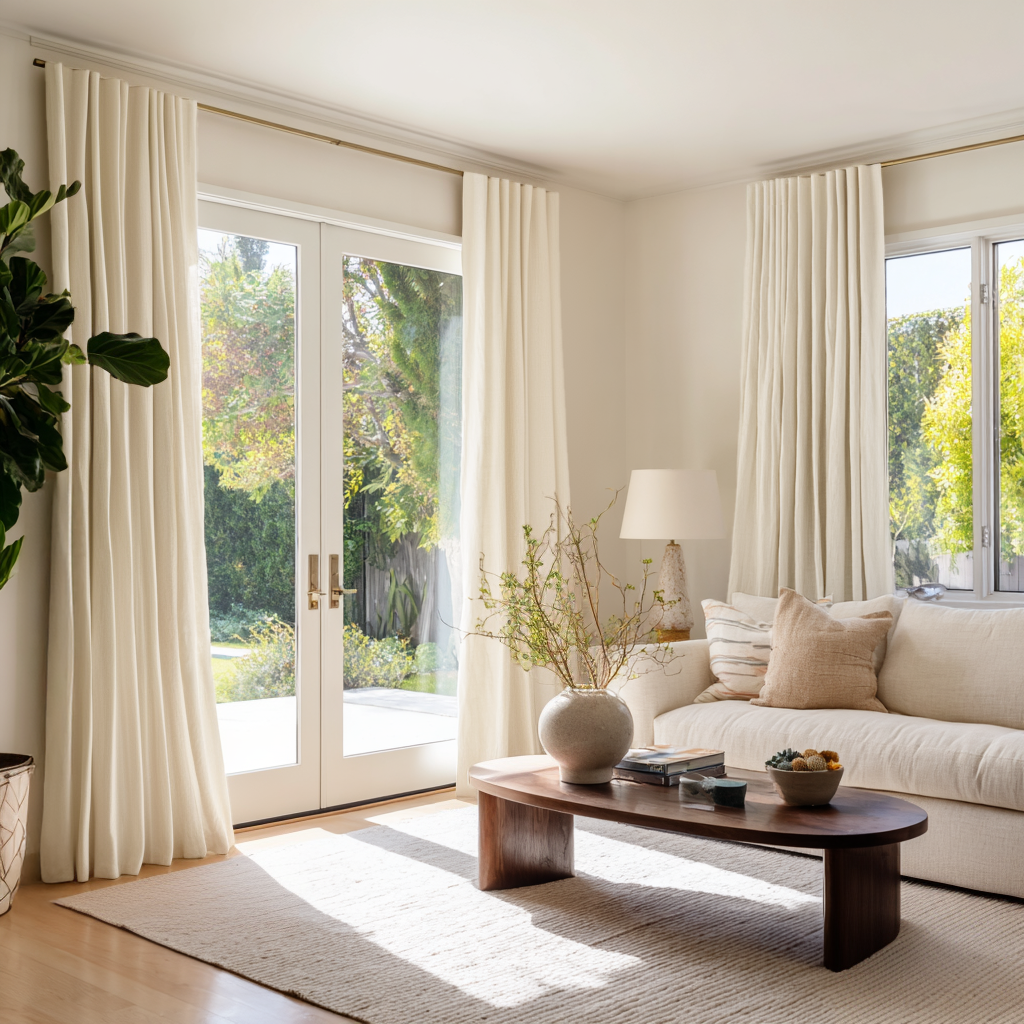 Cream Linen Back Tab Curtains