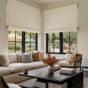 Cream Linen Roman Blinds - Blackout Lining